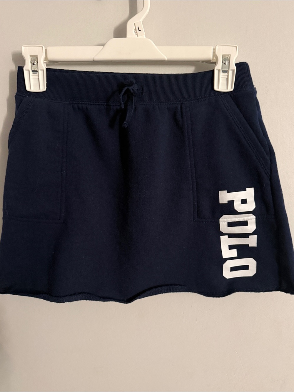 Polo by Ralph Lauren Navy Mini Sweat Skirt with White POLO Print